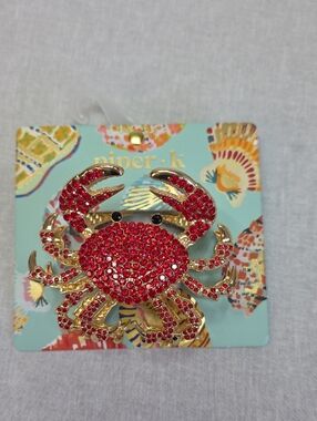 Piper k Red Crystal Crab Hair Clip